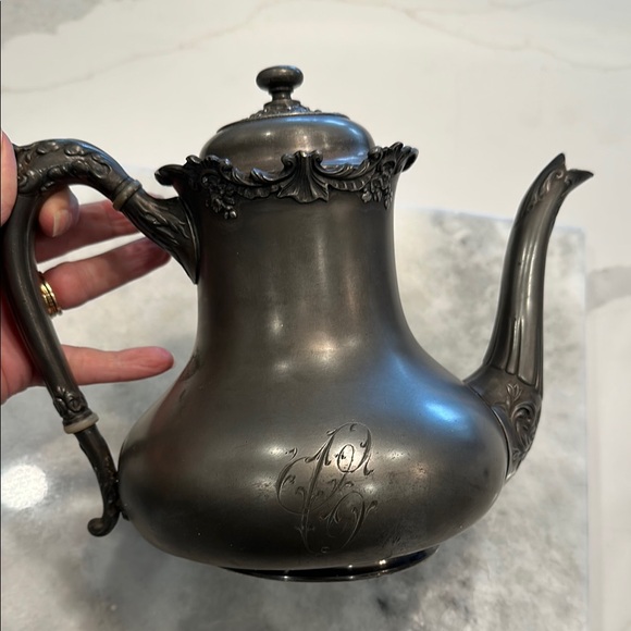 Antique Silver Tea Set Tea Pot & Sugar Bowl Very Decorative Etched - Picture 2 of 15